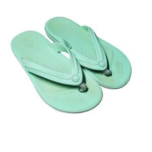 🔥 Crocs Crocband Pastel Mint Green Flip Flop Sandals Kids Size J2 Unisex